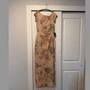 Adrianna Papell Blush Floral Lace Gown NWT